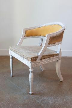 Swedish Gustavian Style Painted Tub Chair with Carved Campanula Friezes - 4621113