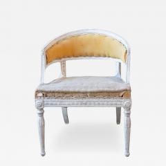 Swedish Gustavian Style Painted Tub Chair with Carved Campanula Friezes - 4621787