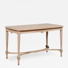 Swedish Gustavian Style Painted Wood Coffee Table with Fluted Legs circa 1920 - 3431936