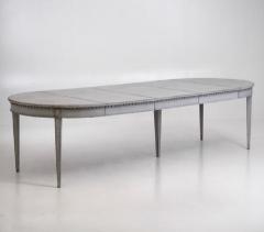 Swedish Gustavian Style Three Leaf Extension Dining Table With Carved Apron - 977405