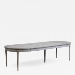 Swedish Gustavian Style Three Leaf Extension Dining Table With Carved Apron - 977477