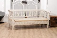 Swedish Karl Johan Period 1820s Painted Sofa with Carved Lyres - 3564410