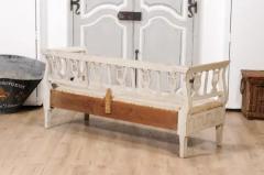 Swedish Karl Johan Period 1820s Painted Sofa with Carved Lyres - 3564414
