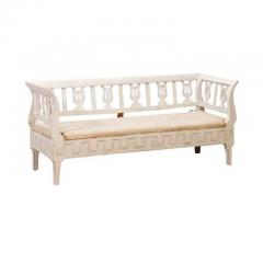 Swedish Karl Johan Period 1820s Painted Sofa with Carved Lyres - 3564506