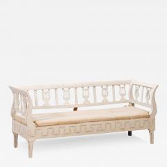 Swedish Karl Johan Period 1820s Painted Sofa with Carved Lyres - 3571514