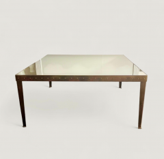Swedish Large Square Riveted Metal Gilded Coffee Table circa 1970 - 4612999
