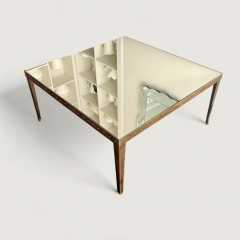 Swedish Large Square Riveted Metal Gilded Coffee Table circa 1970 - 4613001