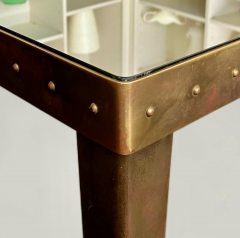 Swedish Large Square Riveted Metal Gilded Coffee Table circa 1970 - 4613004