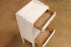 Swedish Late Gustavian Period 1820s Painted Bedside Table with Drawers and Doors - 3544903