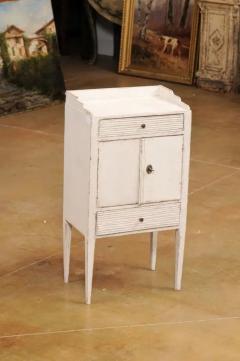 Swedish Late Gustavian Period 1820s Painted Bedside Table with Drawers and Doors - 3544914