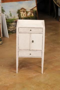 Swedish Late Gustavian Period 1820s Painted Bedside Table with Drawers and Doors - 3544982