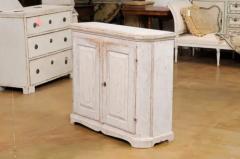 Swedish Late Gustavian Period 1820s Painted Buffet with Carved Reeded Doors - 3544793