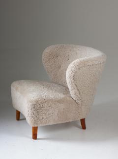 Swedish Lounge Chairs in Sheepskin by G sta Jonsson 1940s - 1637145