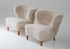 Swedish Lounge Chairs in Sheepskin by G sta Jonsson 1940s - 1637147