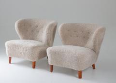 Swedish Lounge Chairs in Sheepskin by G sta Jonsson 1940s - 1637150