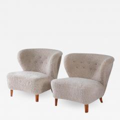 Swedish Lounge Chairs in Sheepskin by G sta Jonsson 1940s - 1637527