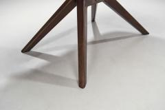 Swedish Mahogany Table with Oblique Legs and Stone Top Sweden ca 1960s - 2995620