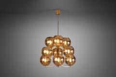 Swedish Mid Century Modern Brass 9 armed Chandelier Sweden ca 1960s - 3001502