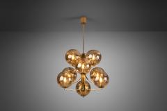 Swedish Mid Century Modern Brass 9 armed Chandelier Sweden ca 1960s - 3001505