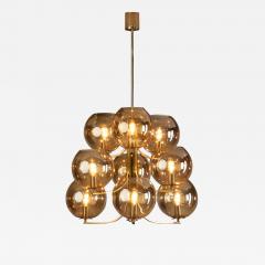 Swedish Mid Century Modern Brass 9 armed Chandelier Sweden ca 1960s - 3036204