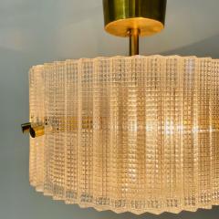 Swedish Mid Century Modern Pendant Chandelier Glass and Brass Carl Fagerlund - 3085802