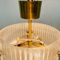 Swedish Mid Century Modern Pendant Chandelier Glass and Brass Carl Fagerlund - 3085803