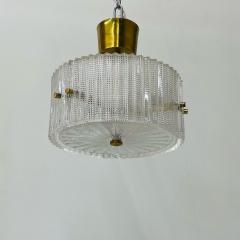 Swedish Mid Century Modern Pendant Chandelier Glass and Brass Carl Fagerlund - 3085806