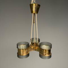 Swedish Mid Century Modern Pendant Glass Brass Sweden 1950s - 3648256