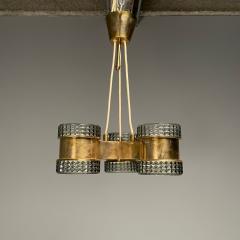 Swedish Mid Century Modern Pendant Glass Brass Sweden 1950s - 3648257