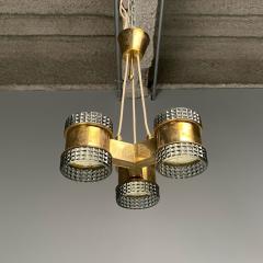 Swedish Mid Century Modern Pendant Glass Brass Sweden 1950s - 3648259