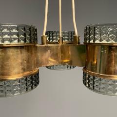 Swedish Mid Century Modern Pendant Glass Brass Sweden 1950s - 3648262