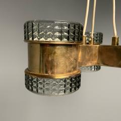 Swedish Mid Century Modern Pendant Glass Brass Sweden 1950s - 3648263