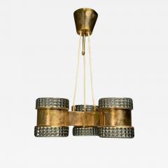 Swedish Mid Century Modern Pendant Glass Brass Sweden 1950s - 3648911