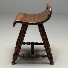 Swedish Mid Century Modern Provincial Milking Stool Oak Sweden 1900s - 3937308