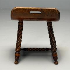 Swedish Mid Century Modern Provincial Milking Stool Oak Sweden 1900s - 3937311