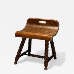 Swedish Mid Century Modern Provincial Milking Stool Oak Sweden 1900s - 3939947