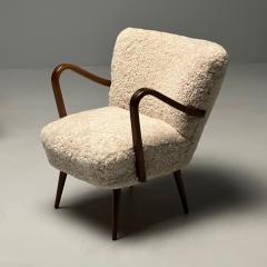 Swedish Mid Century Modern Shearling Lounge Chair Sheepskin Beech 1950s - 3600635
