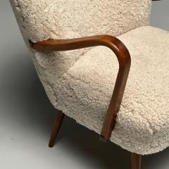 Swedish Mid Century Modern Shearling Lounge Chair Sheepskin Beech 1950s - 3600641
