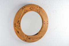 Swedish Mid Century Round Mirror in Pine - 847359