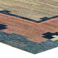 Swedish Midcentury Light Gray Blue and Pink Handwoven Wool Rug by ABJ  - 2439956