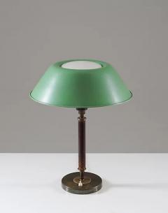 Swedish Midcentury Table Lamp in Brass Glass and Leather - 2335641