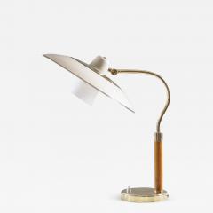 Swedish Midcentury Table Lamp in Brass Glass and Wood 1940s - 1249067