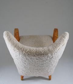 Swedish Midcentury Wingback Lounge Chair in Sheepskin - 3102654