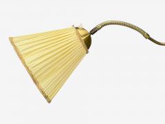 Swedish Modern Adjustable Floor Lamp Birch Brass Silk Sweden 1950s - 4783577