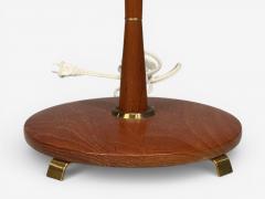 Swedish Modern Adjustable Floor Lamp Teak Brass Fabric Sweden 1970s - 4591609