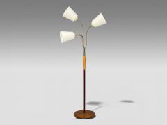 Swedish Modern Adjustable Floor Lamp Wood Brass Red Lacquer Sweden 1940s - 4591173