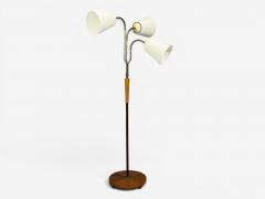 Swedish Modern Adjustable Floor Lamp Wood Brass Red Lacquer Sweden 1940s - 4591174