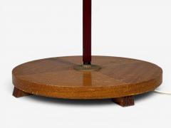 Swedish Modern Adjustable Floor Lamp Wood Brass Red Lacquer Sweden 1940s - 4591179
