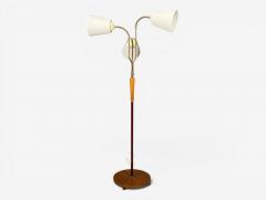 Swedish Modern Adjustable Floor Lamp Wood Brass Red Lacquer Sweden 1940s - 4591183