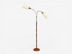 Swedish Modern Adjustable Floor Lamp Wood Brass Sweden 1960s - 4544261